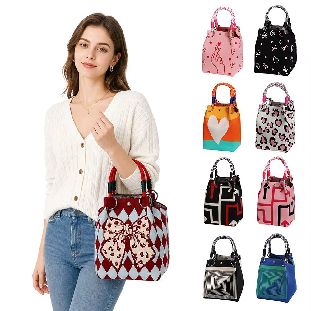 Bolso bandolera tejido con dibujos animados y gran capacidad - imagen 2