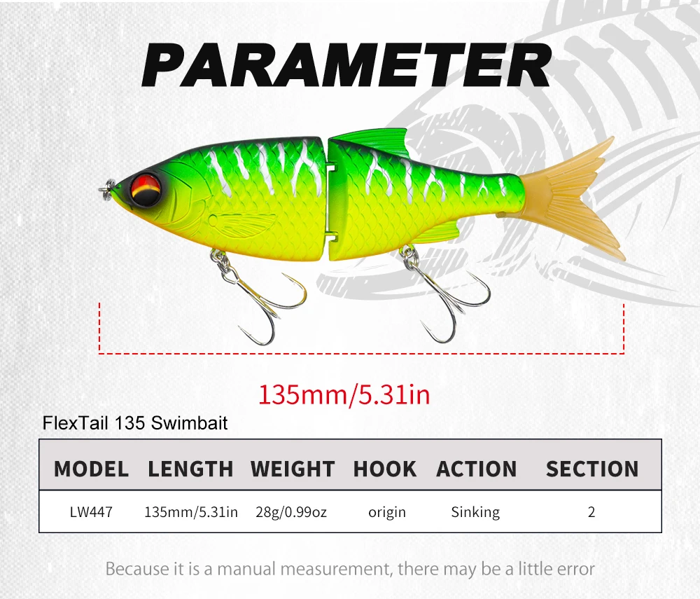Perfil lápiz tipo swimbait del FLEXTAIL 135