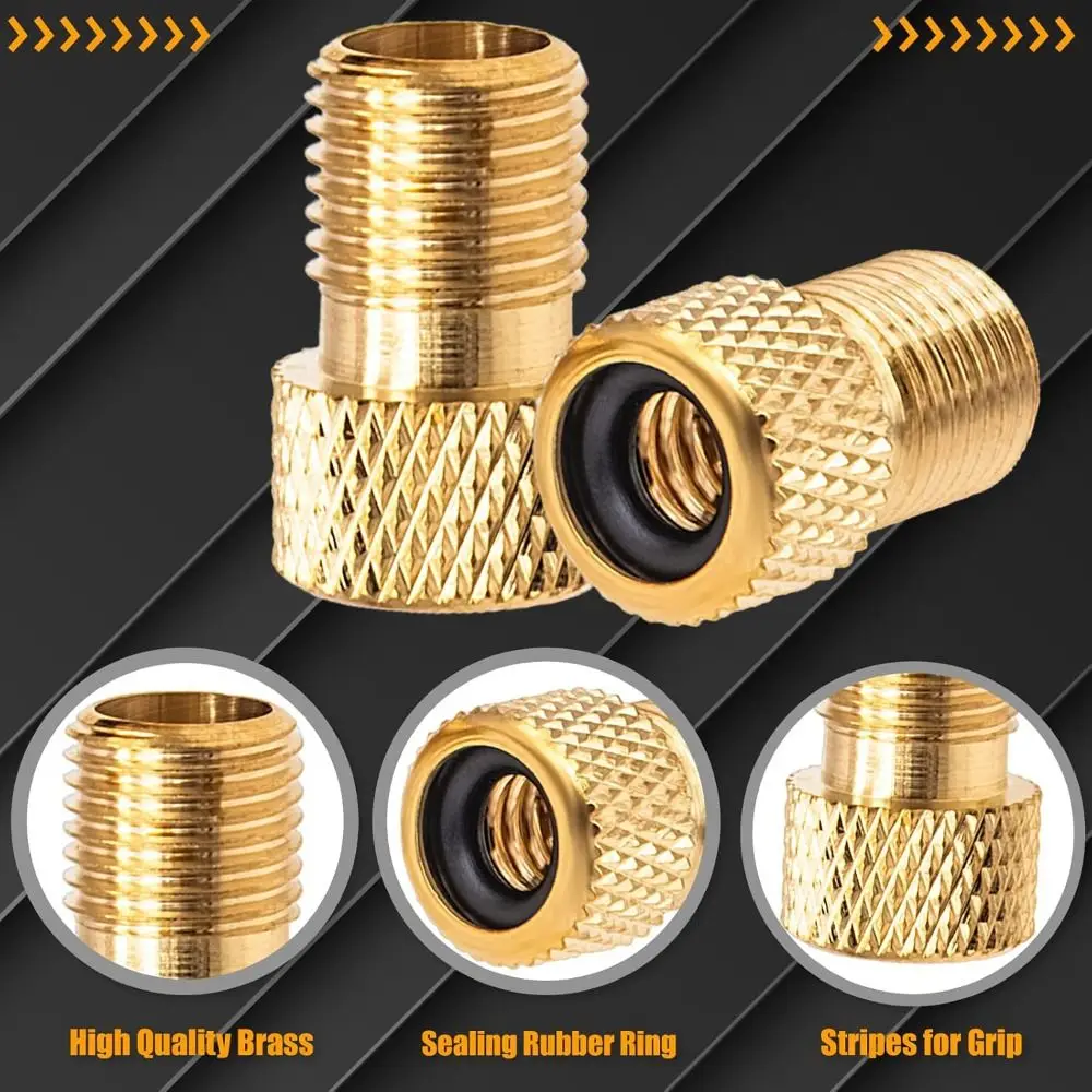 Adaptador válvula bicicleta cobre ligero dorado para bomba - imagen 2