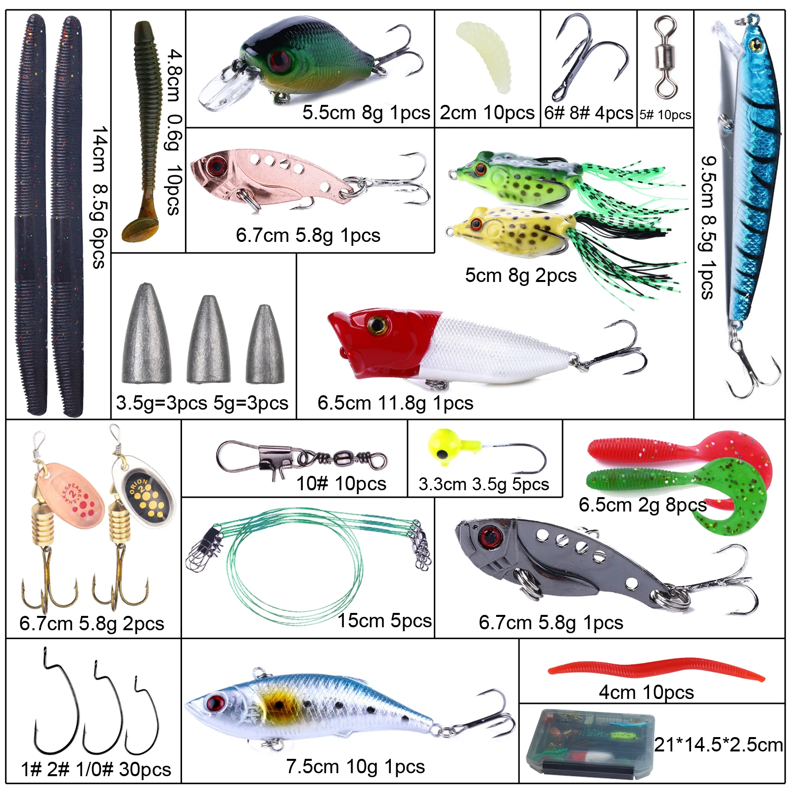 Kit de señuelos FREE FISHER: vinilos, duros y anzuelos giratorios - imagen 3