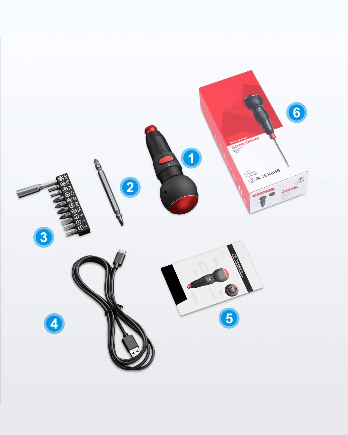 Kit de destornilladores eléctricos ORIA 3.6V con accesorios