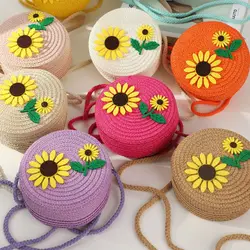 Bolso Bandolera de Paja con Flores – Monedero para Niñas