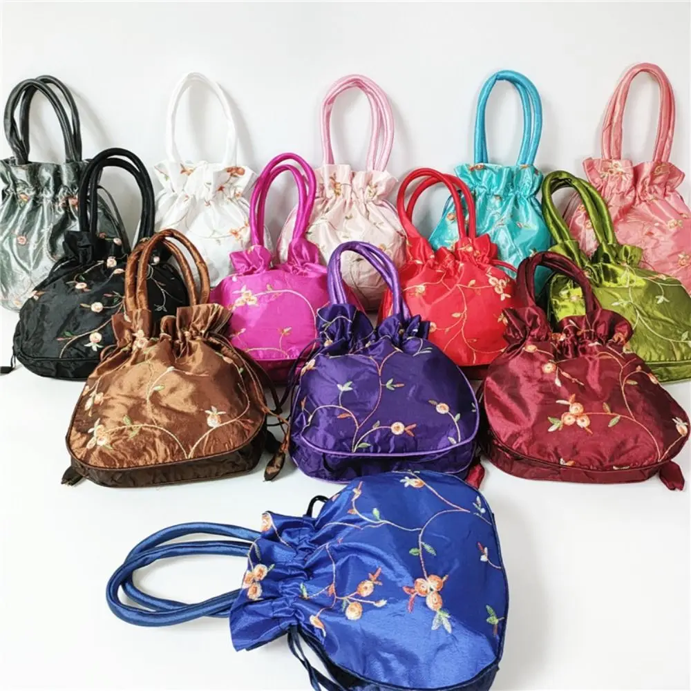 Bolso tipo cubo bordado con flores étnicas para mujer, hecho a mano - imagen 5