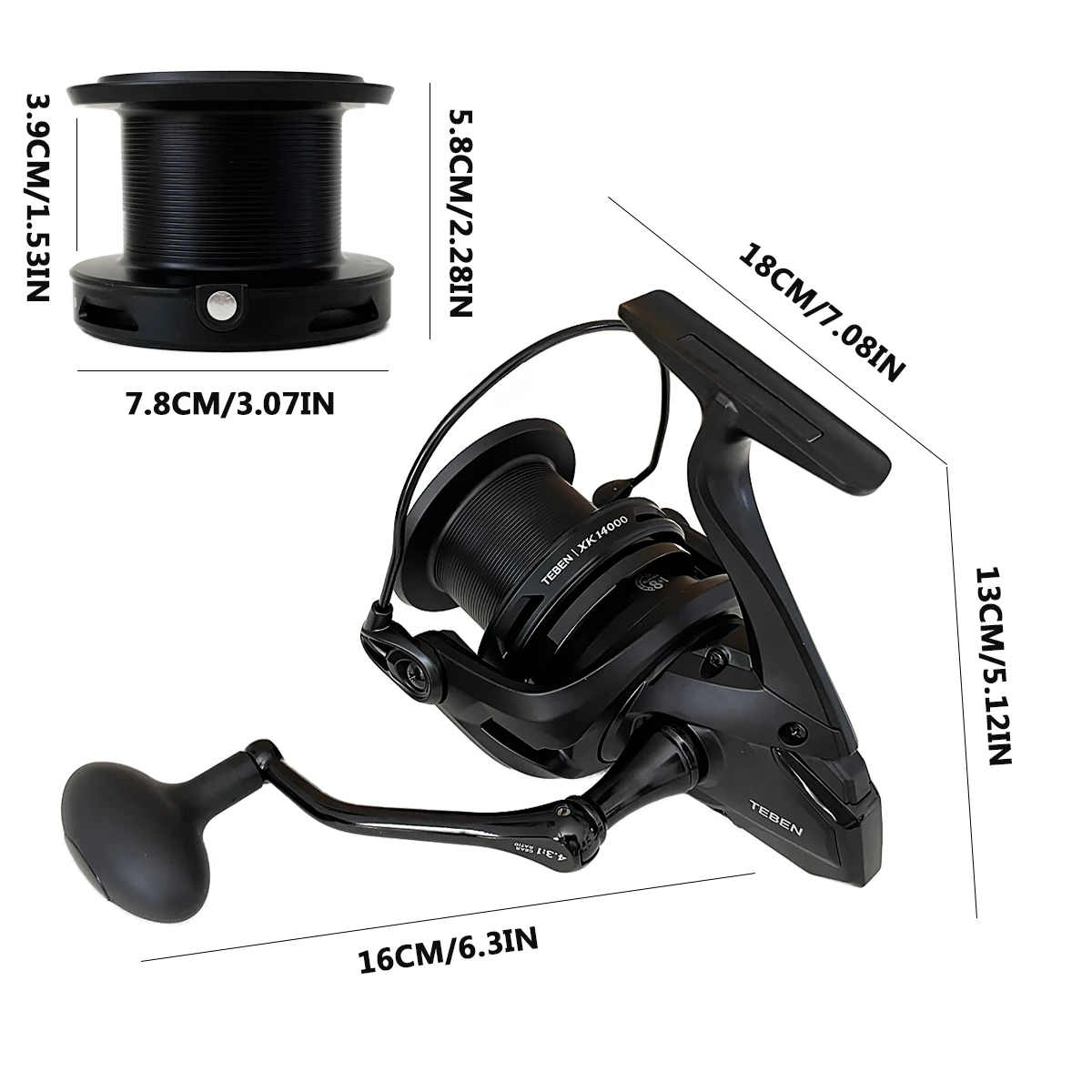 Carrete giratorio XK14000 para pesca en mar y carpa europea