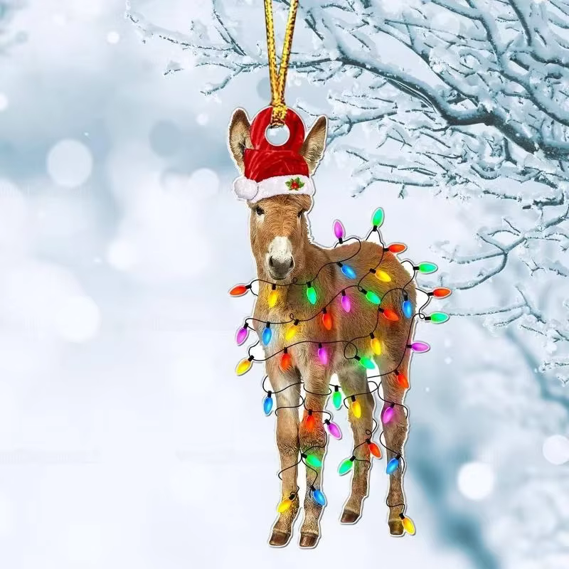 Colgante Acrílico Navideño – Gallo, Ciervo, Flamenco y León - imagen 2