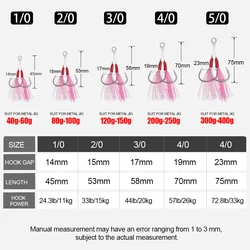 CASTFUN Anzuelos de asistencia slow jig – Acero carbono con plumas