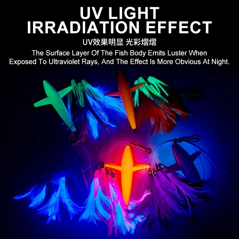 Señuelo curricán UV TEASER TR009 para atún con gancho pluma - imagen 2