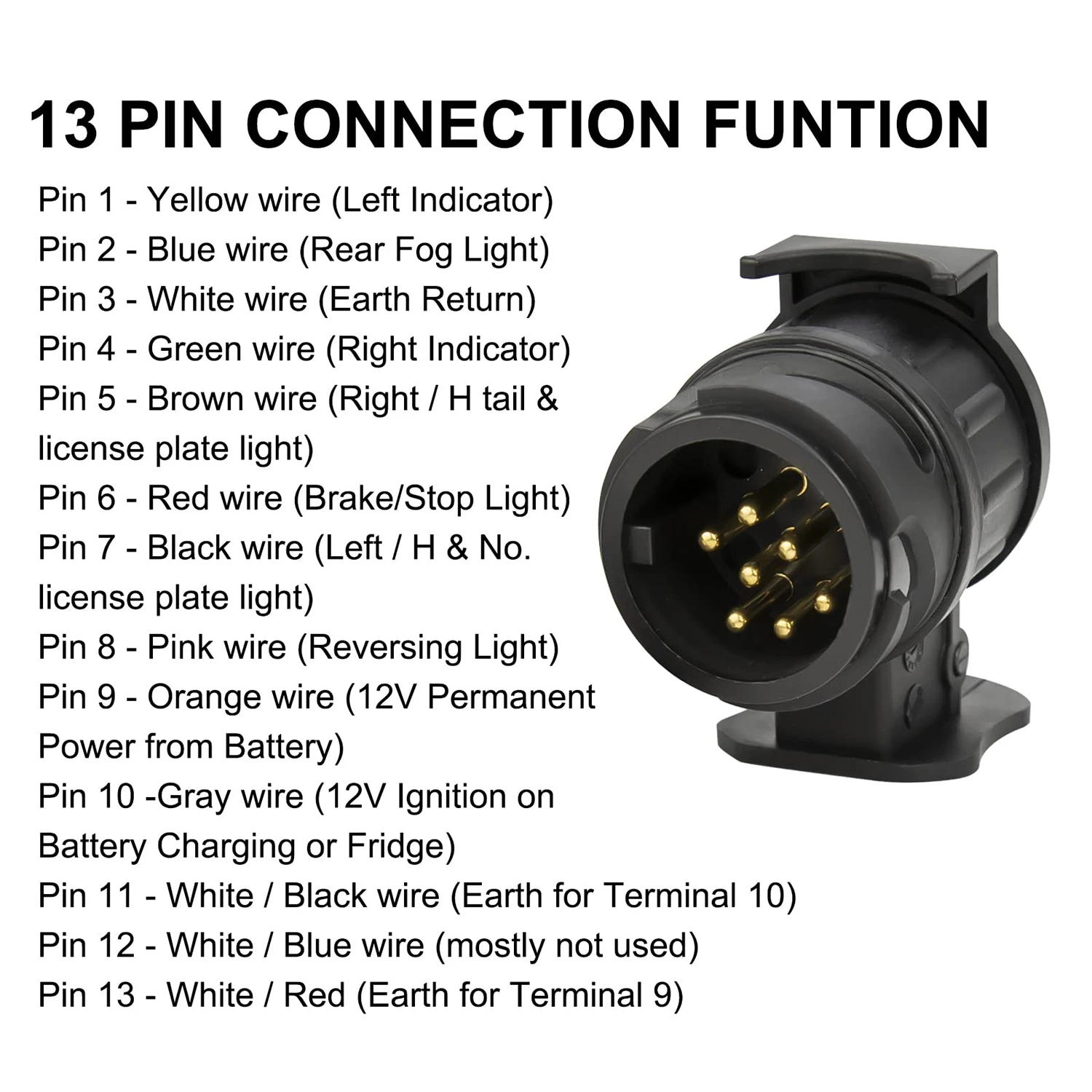 Adaptador 13/7 Pines Remolque Conector 12V Impermeable Coche - imagen 5