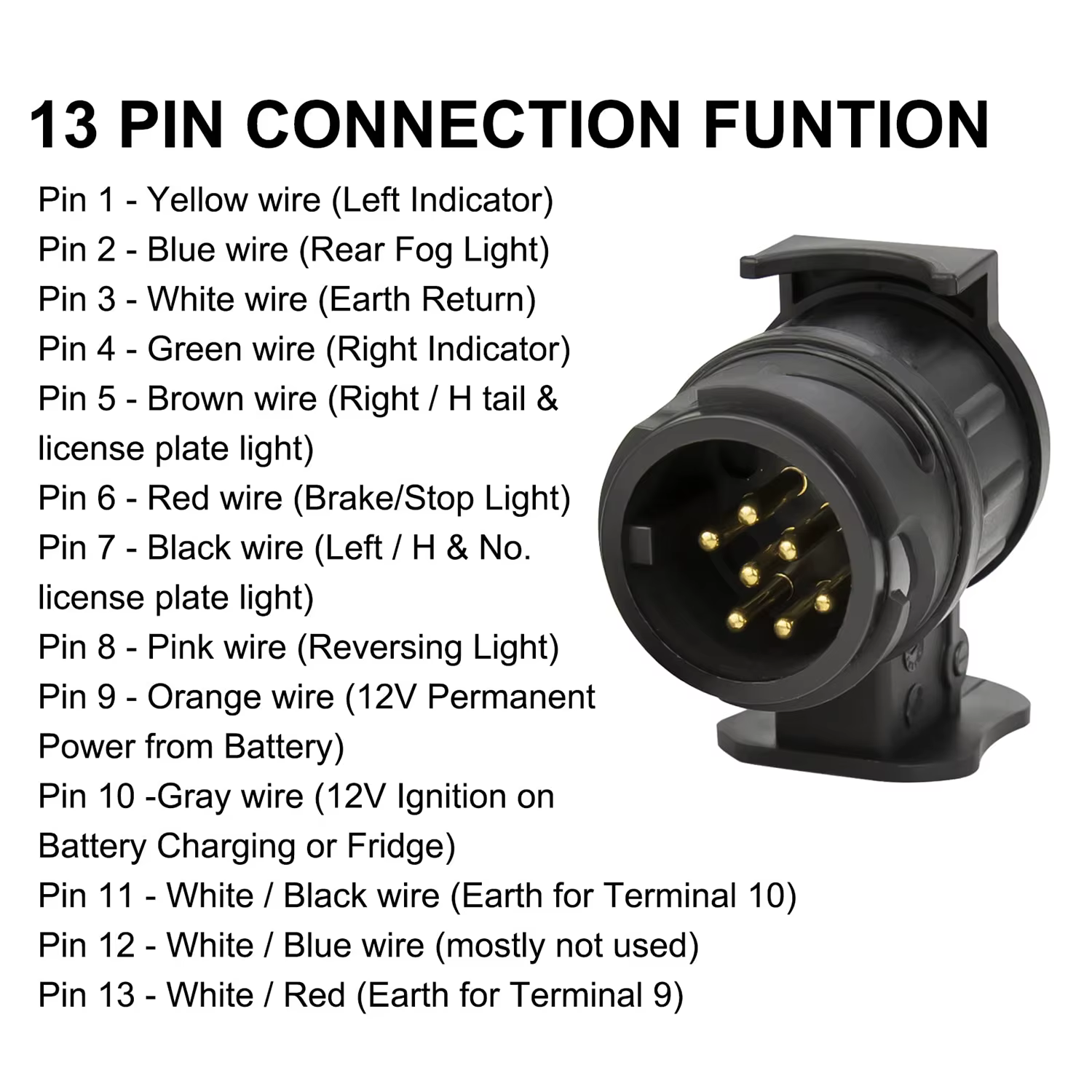 Adaptador 13/7 Pines Remolque Conector 12V Impermeable Coche - imagen 5