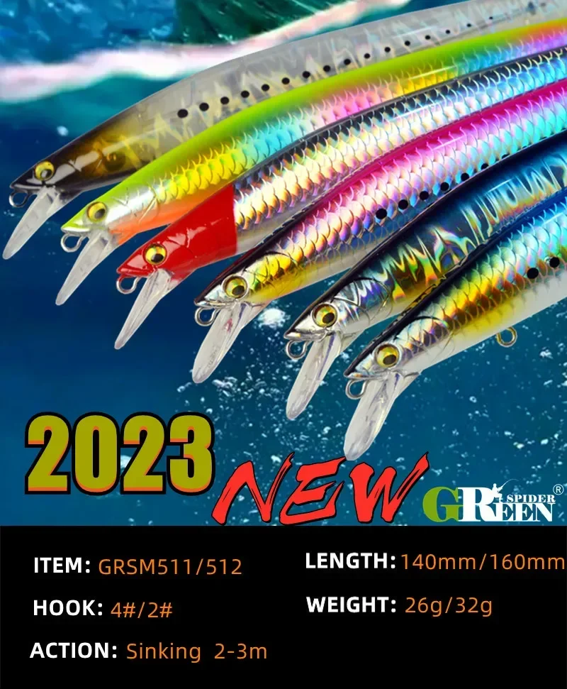 Señuelos de pesca de pececillo que se hunden, modelos 140mm y 160mm