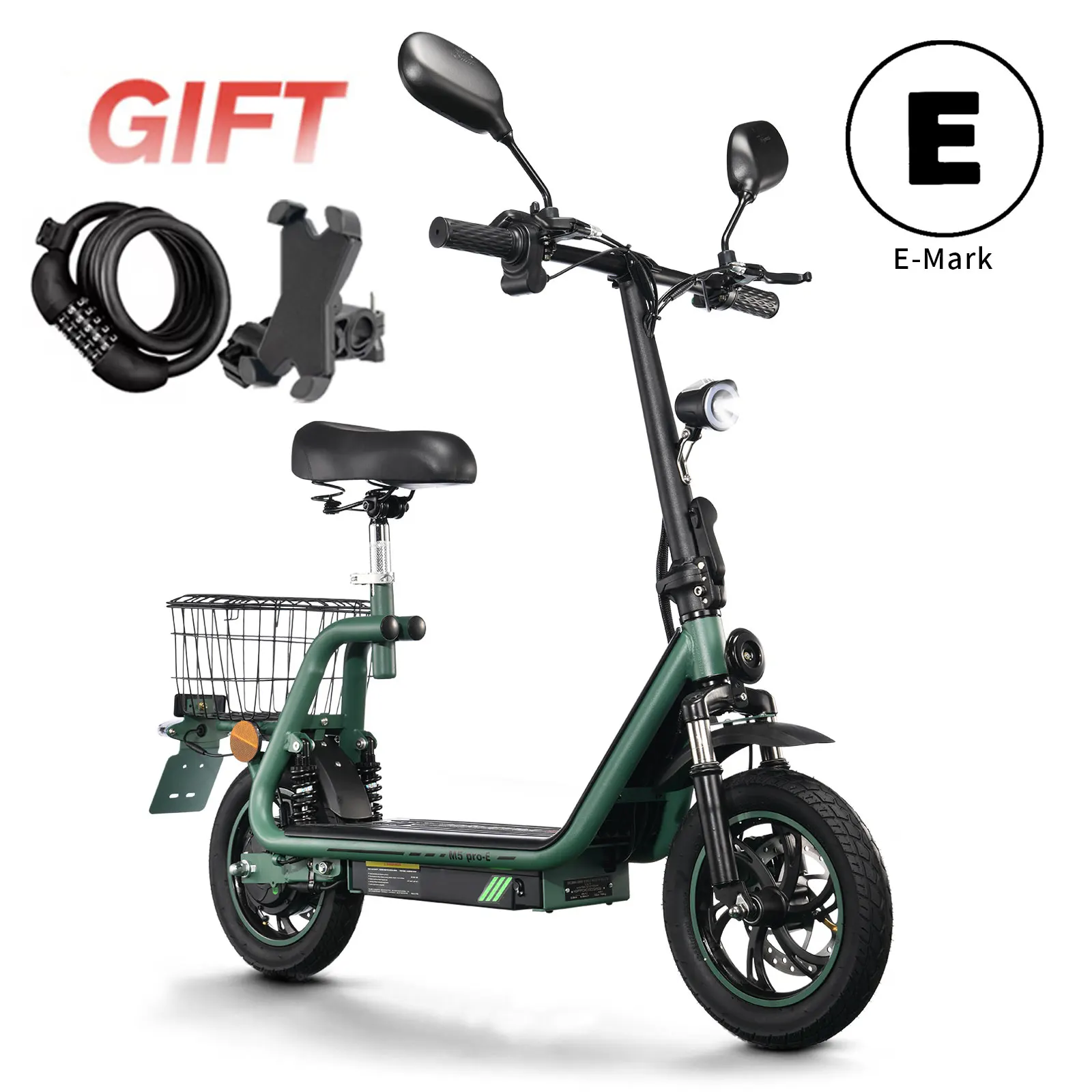 Patinete TWOFISH M5 Pro con cesta y ruedas inflables