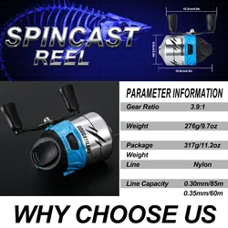 Sougayilang Spincast Carrete de Pesca Línea Preenrollada Botón Empuje