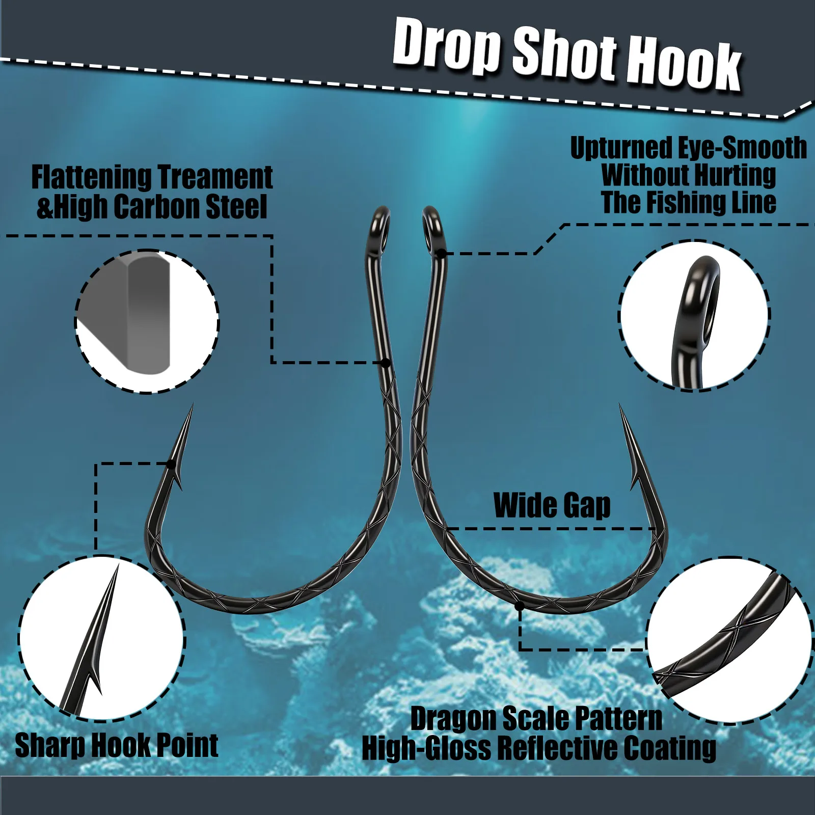 Anzuelos de pesca 9KM para montaje drop shot/wacky rig