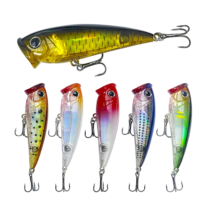 Señuelo Popper blanco 3D flotante Topwater – Pop cebo - imagen 4