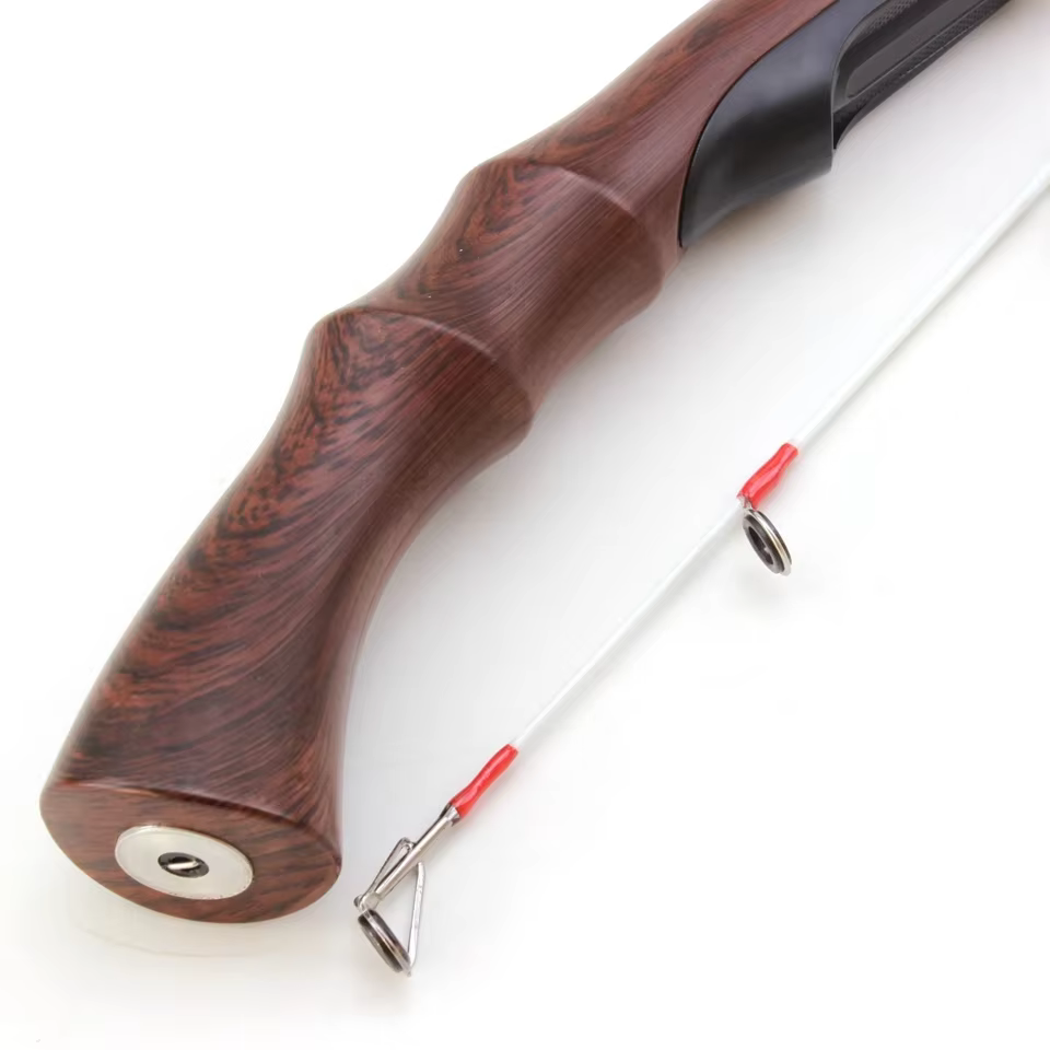Caña spinning corta con mango de madera para pesca en invierno - imagen 4