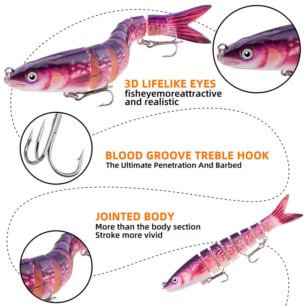 Swimbait Articulado 13cm – Señuelo Duro Multi Secciones Realista - imagen 3