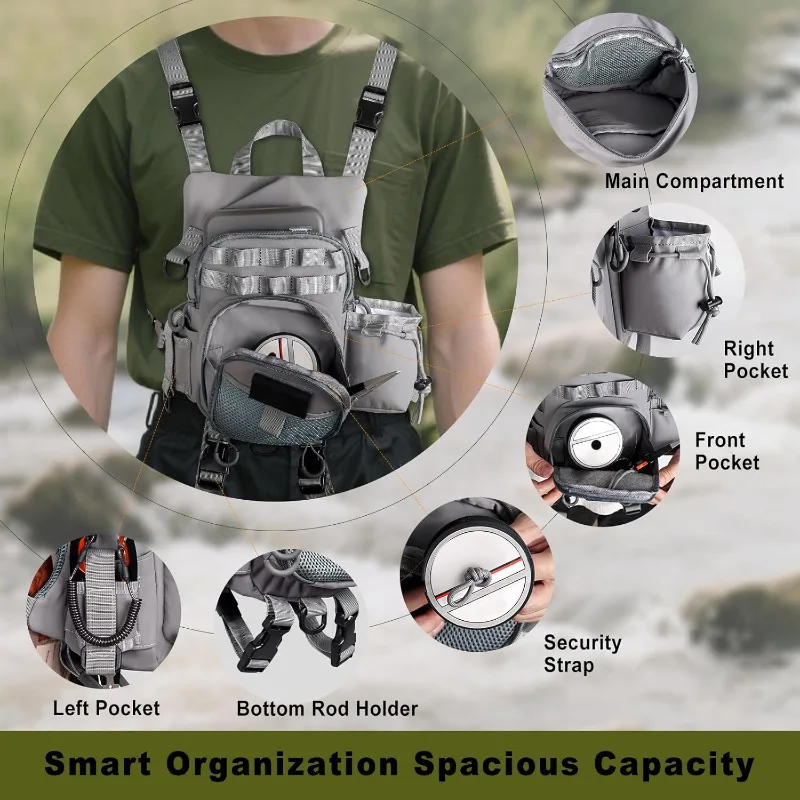 Bolsa de pecho ligera para pesca con mosca con acceso rápido - imagen 4