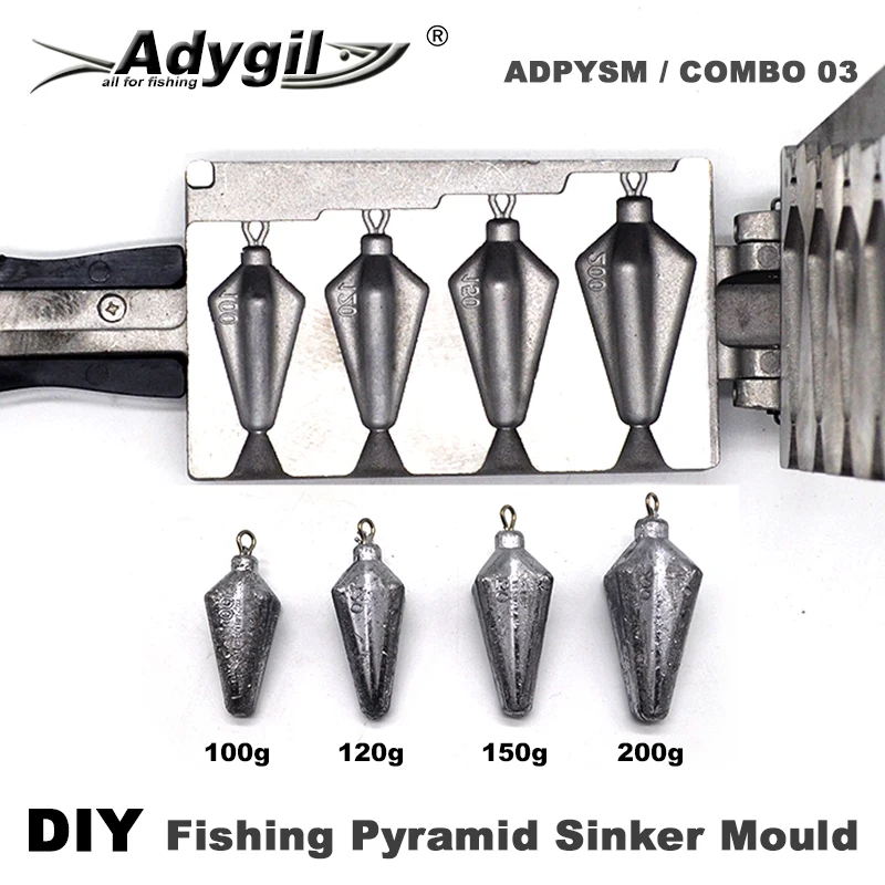 Adygil Molde de plomo piramidal pesca marina resistente – 4 cavidades - imagen 2