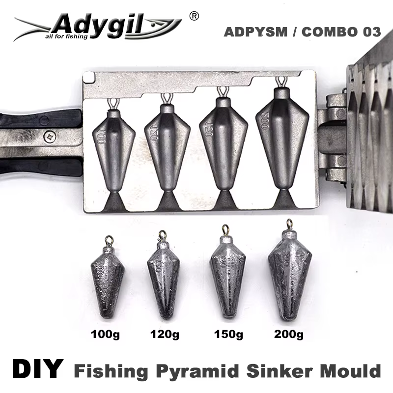Adygil Molde de plomo piramidal pesca marina resistente – 4 cavidades - imagen 2