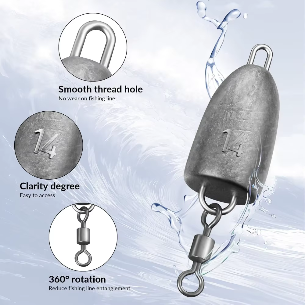 Plomos Anti-enredos con Giratorio para Carolina Rig y Drop Shot - imagen 5