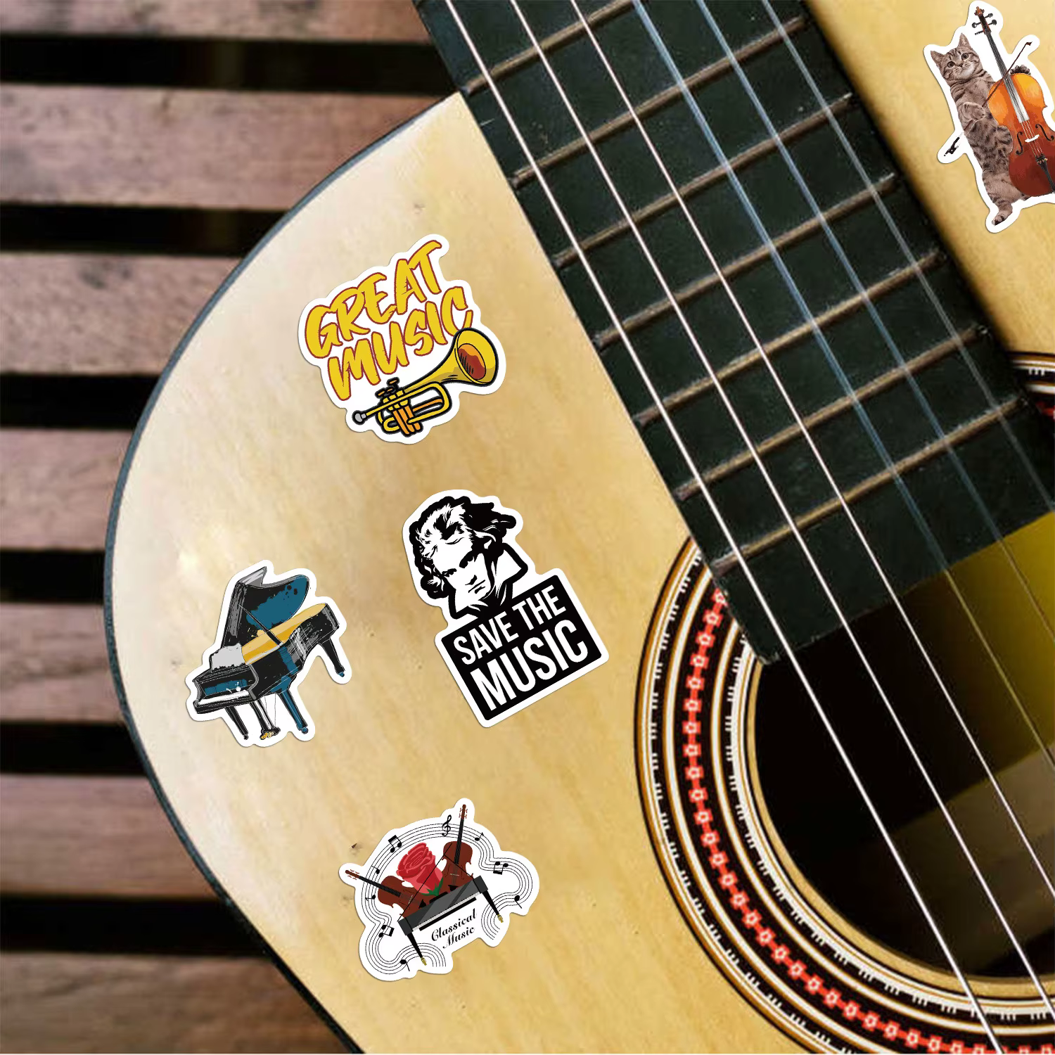 52 Uds Pegatinas Graffiti Guitarra Refrigerador Juguete Clásico Calcomanías - imagen 3