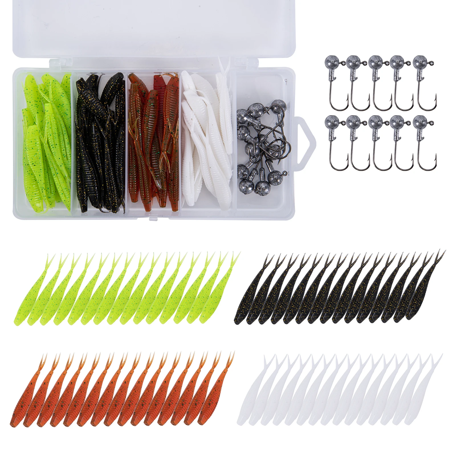 Caja de señuelos de silicona Goture con variedad de colores