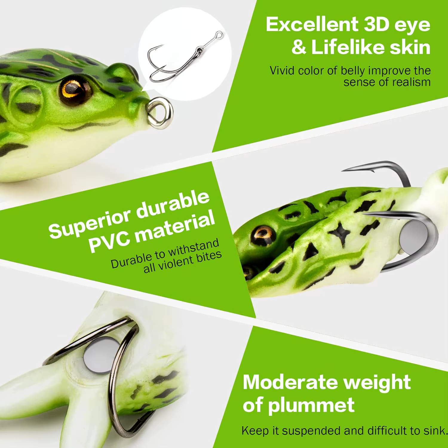 Rana Topwater Weedless para Lubina – Señuelo realista flotante - imagen 4