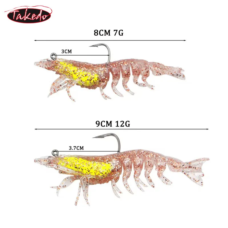 Takedo señuelo blando de camarón TPR lumínico con anzuelo UV - imagen 4