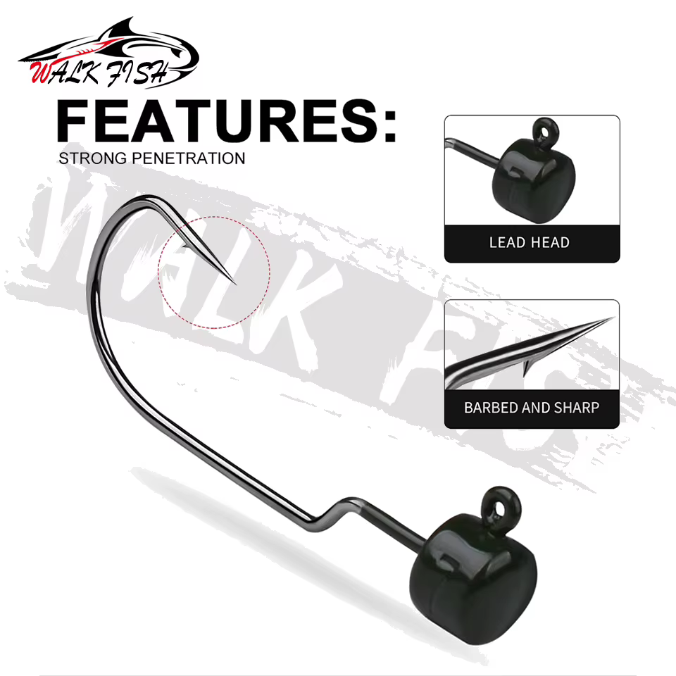 WALK FISH Jig Head con púas – para vinilo insecto marino - imagen 2