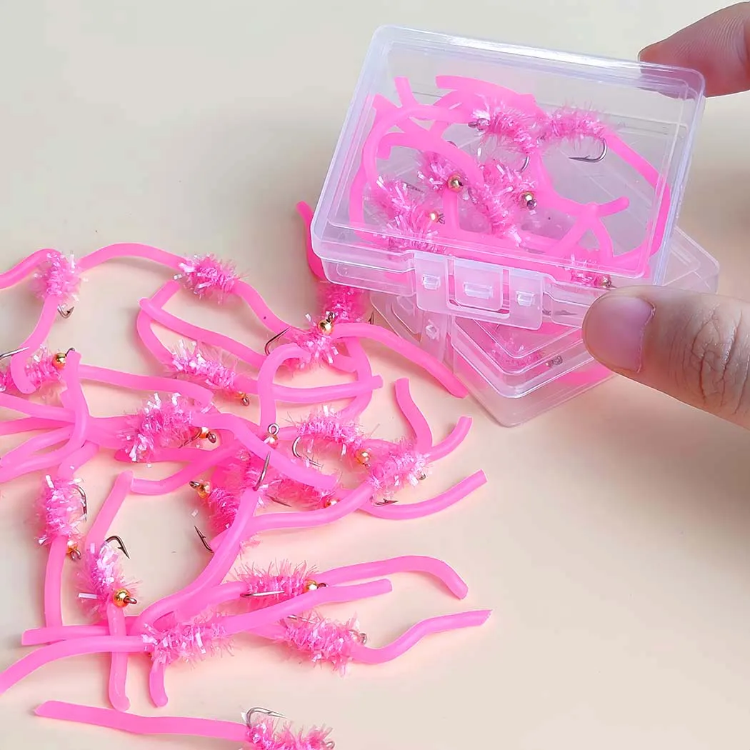Moscas Squirmy San Juan con cabeza de latón para trucha vinilo - imagen 4