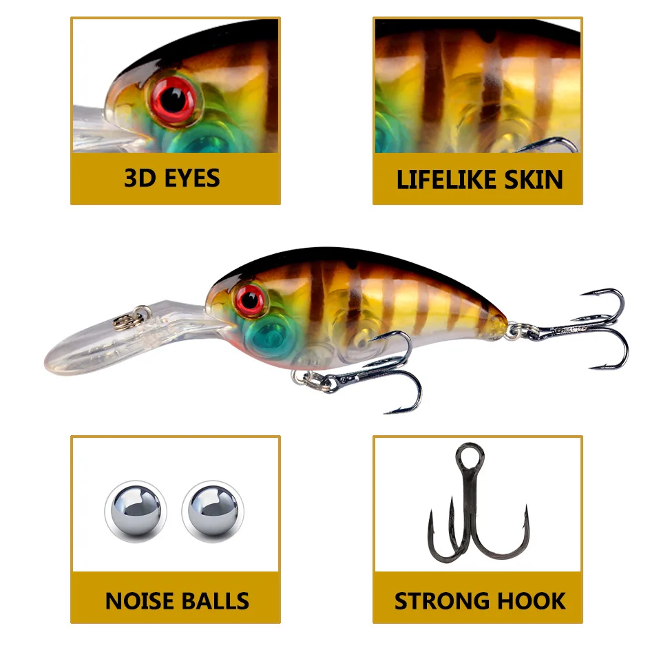Señuelo Minnow Crankbait ojos 3D para perca y lucio - imagen 2