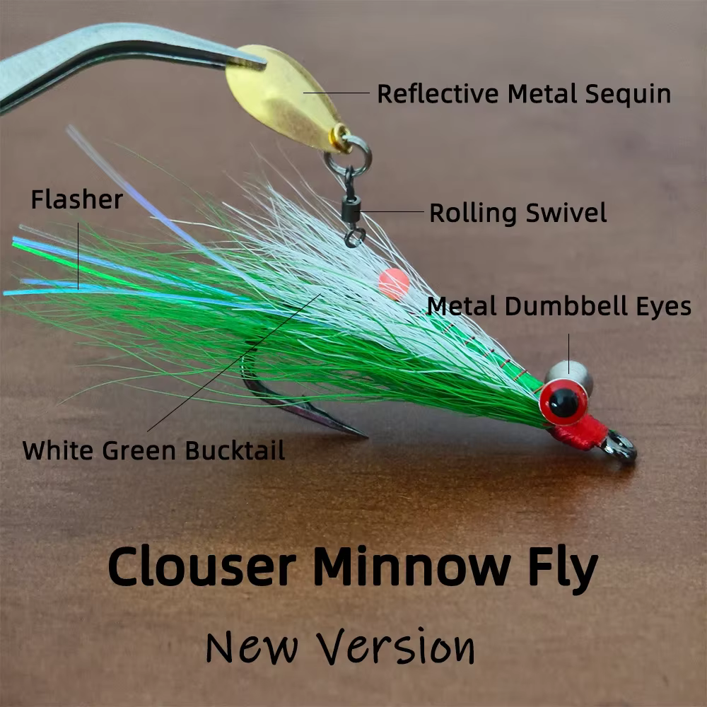 Clouser Minnow Moscas artificiales para pesca en agua salada y dulce - imagen 2