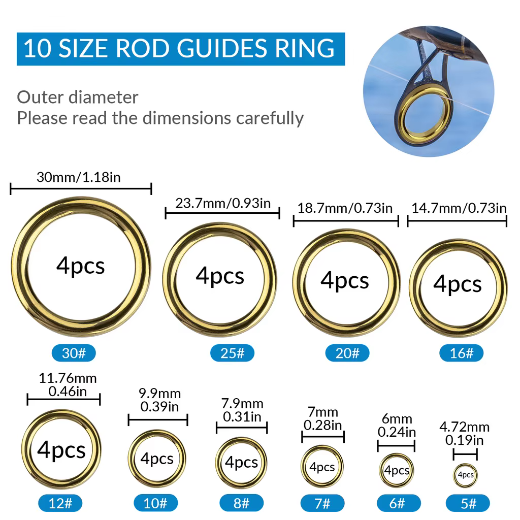 Ojos para caña THKFISH dorados Kit reparación pesca - imagen 3