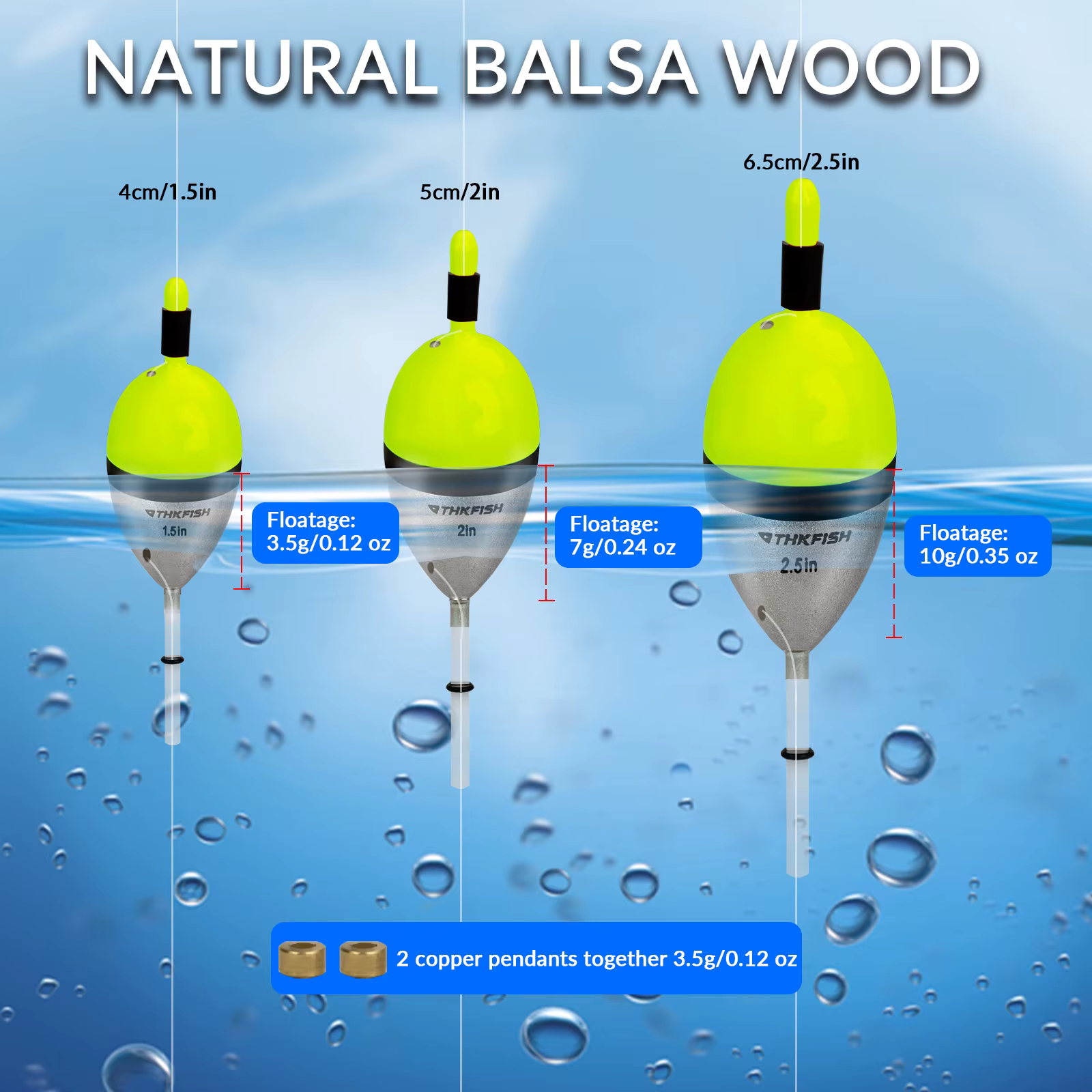 Slip Bobbers de Balsa para Pesca – Flotadores Mar y Agua Dulce - imagen 4