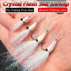 Crystal Flash seda camarón para mosca: pesca para lubina y trucha