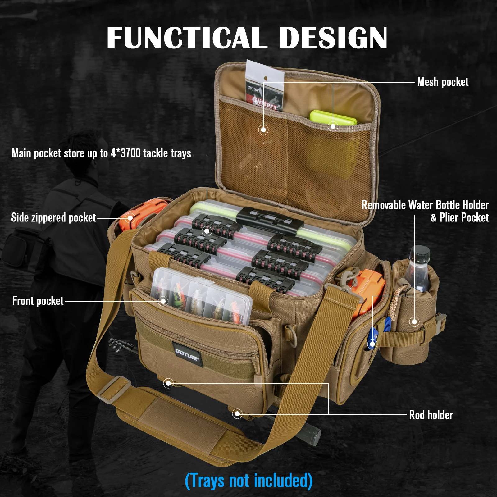 Interior de la bolsa con compartimentos