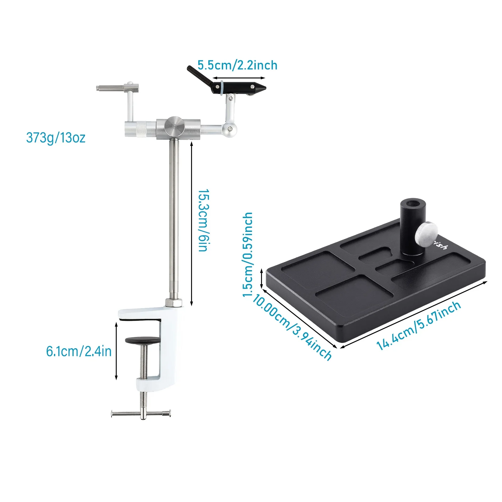 Base giratoria de atado de moscas con rotación 360 grados