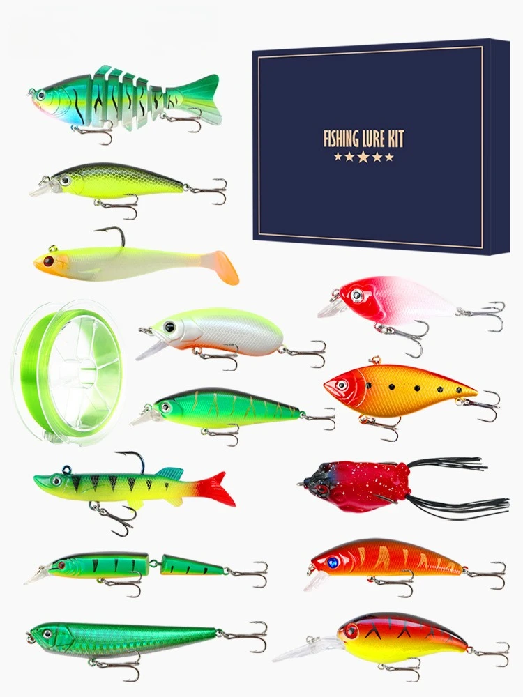 Set completo de 14 señuelos de pesca en caja de regalo