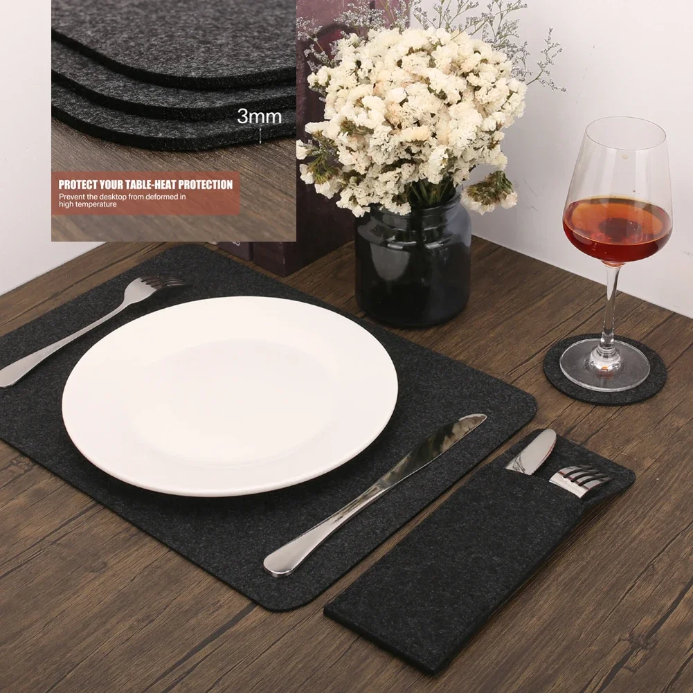 Manteles individuales y posavasos de fieltro lavable, con bolsita - imagen 3