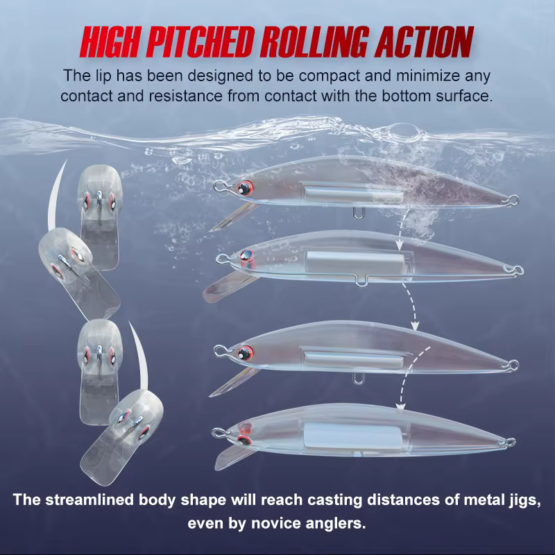 Noeby Minnow Wobbler señuelo de pesca hundido para pez plano - imagen 5