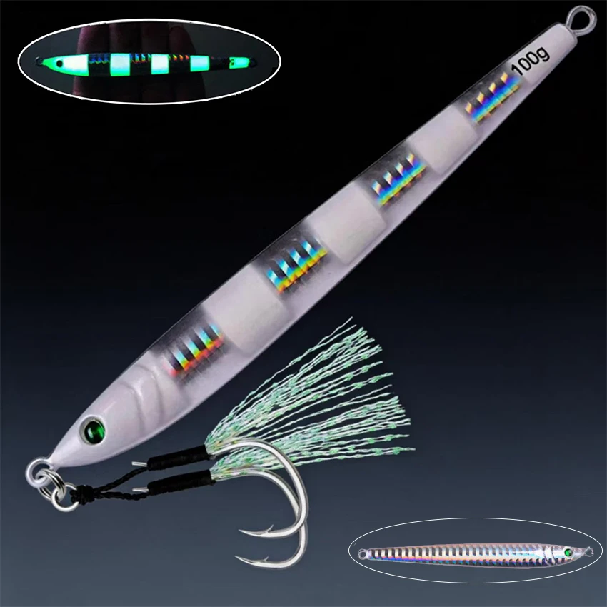 Señuelo jigging para lubina de metal acción lenta doble anzuelo - imagen 4