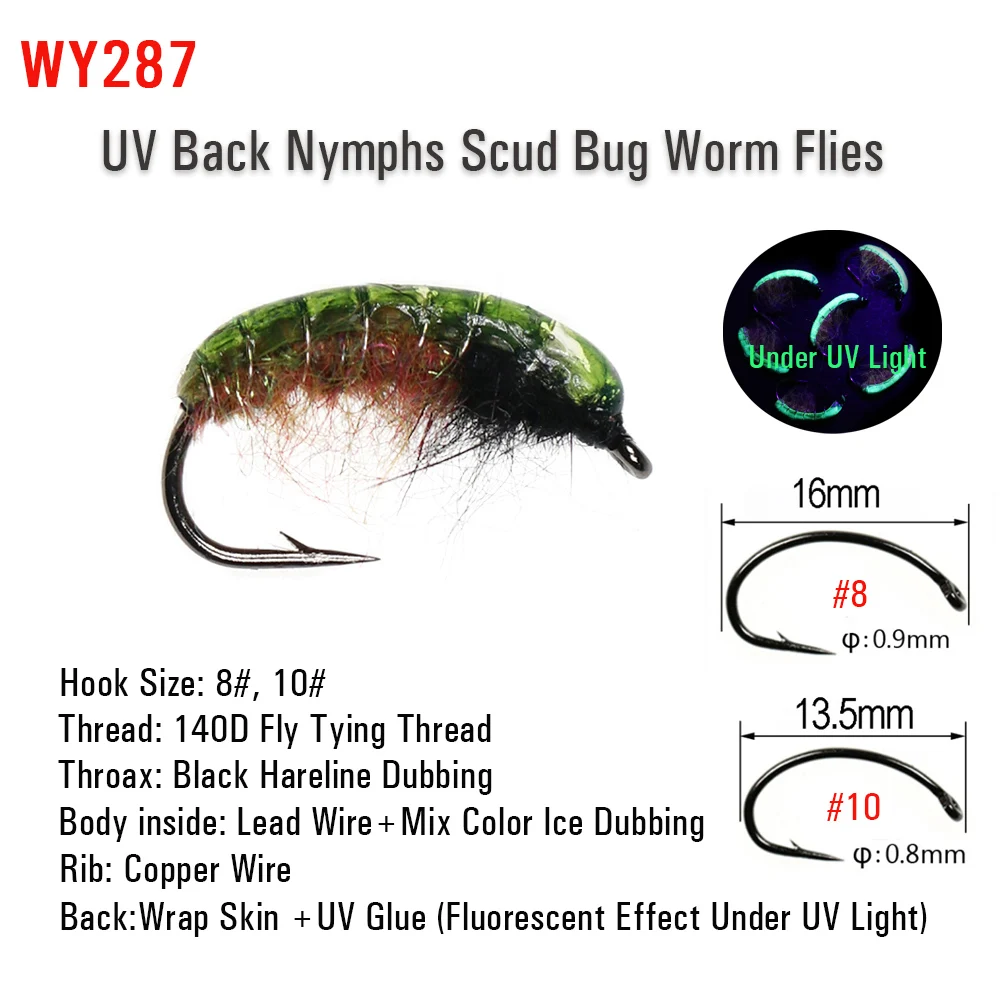 Vtwins moscas UV hundimiento rápido con púas – para trucha y lubina - imagen 3