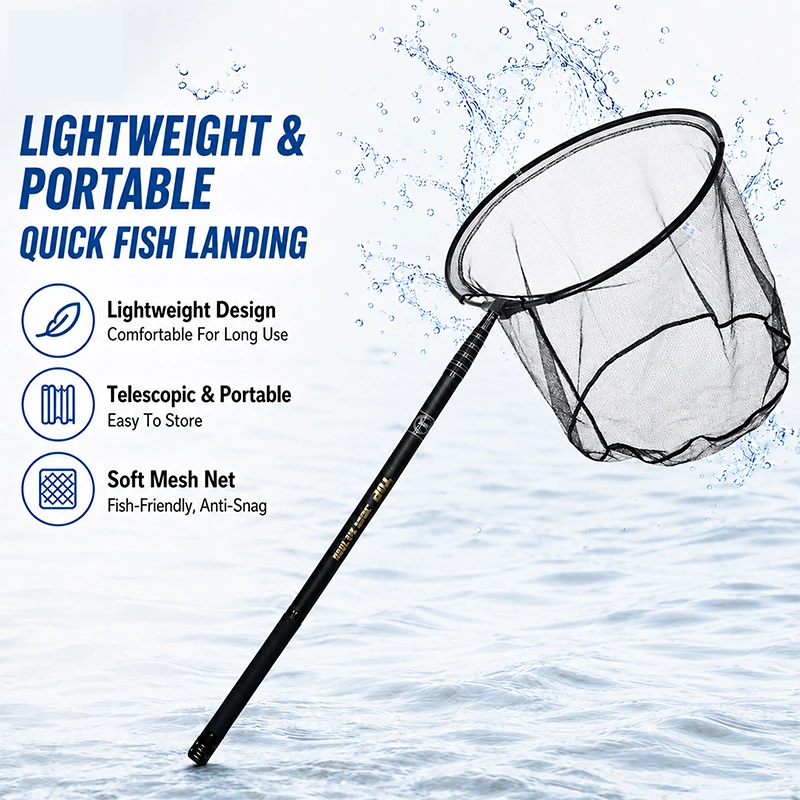 Sacadera de Pesca Telescópica con Malla Suave y Mango Extensible - imagen 3