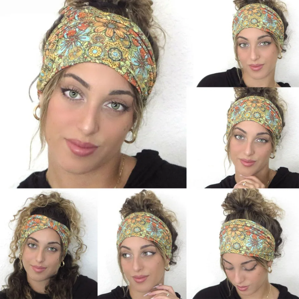 Diadema Bohemia de algodón elástico estampado africano extra grande - imagen 2
