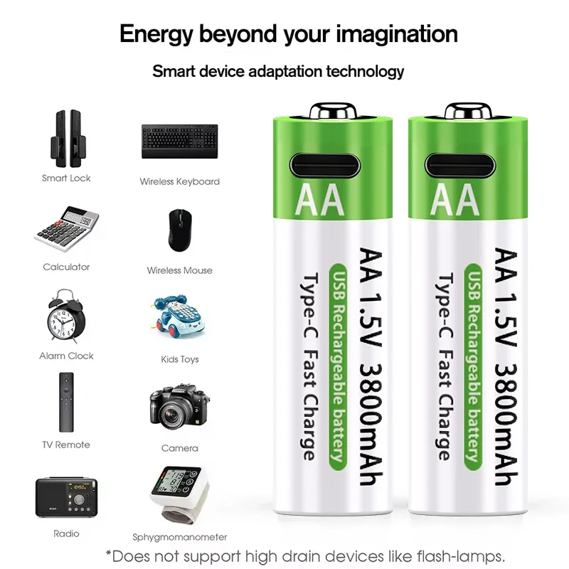 Kit completo de baterías recargables koonenda AA y AAA con estuche de carga USB