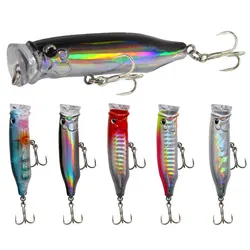 Señuelo popper topwater para perca - cebo duro de plastico azul