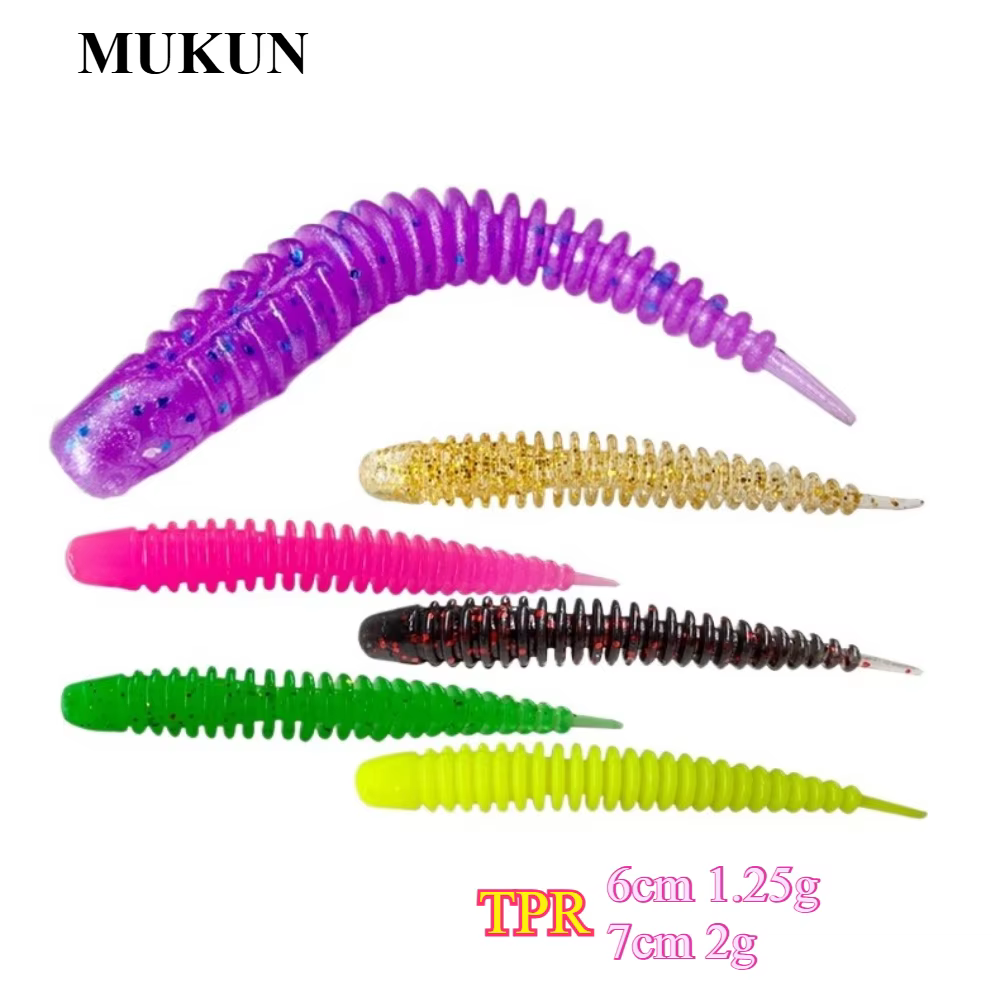 Señuelo Vinilo MUKUN, Espiral con Brillo, Lubina y Trucha, Agua Salada y Dulce - imagen 2