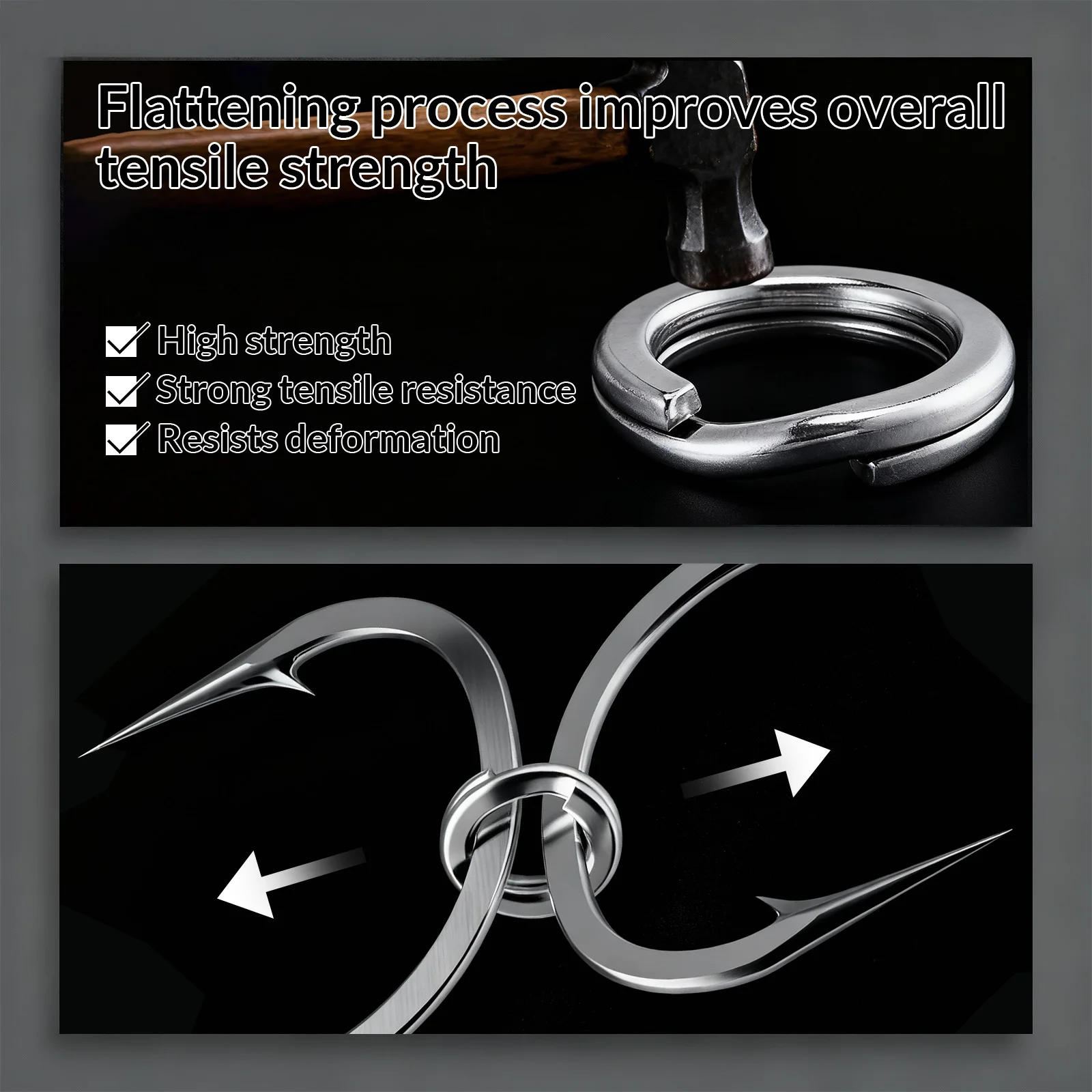 Anillas de pesca FishTrip acero inoxidable con enganche para señuelos - imagen 3