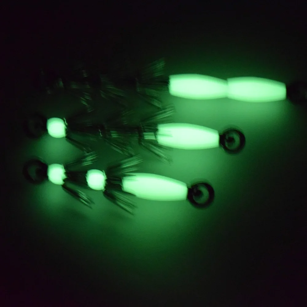 Anzuelo calamar luminoso de tres capas inox para pesca en roca - imagen 2