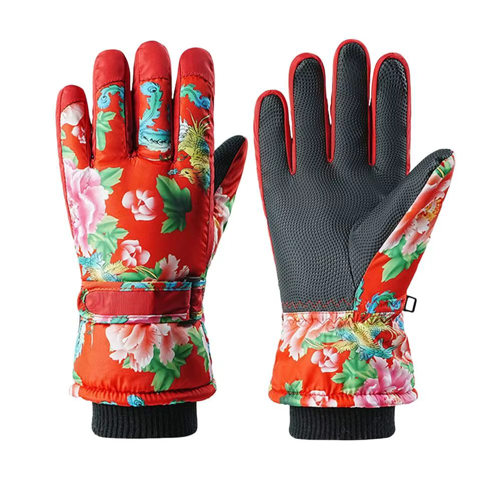 Diseño floral de los guantes térmicos
